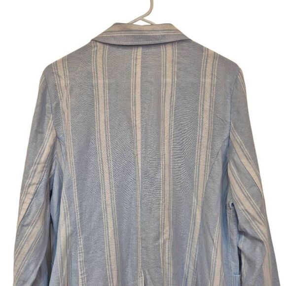Caslon Women's Blue & White Striped Linen Blend Blazer Jacket NEW - Picture 5 of 10